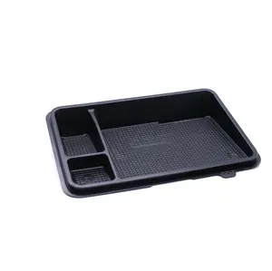 Контейнер для суши пластиковый прямоугольный 230х153х20 мм 3 секции черный