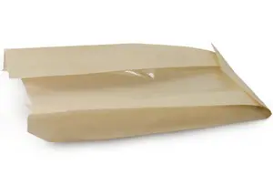 Пакет бумажный 110х40х260х50ммс окном бежевый 