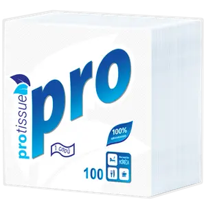 Салфетки бумажные белые 24 х 24 однослойные PROtissue 100 шт (артикул производителя С184)