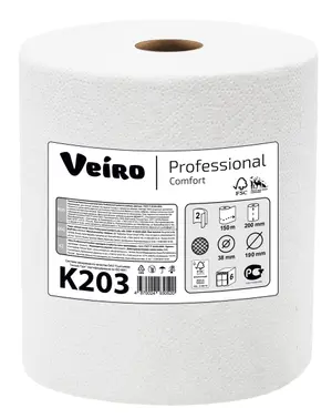 Бумажные полотенца в рулоне VEIRO Professional Comfort 2 слойные белые 150 м (артиул производителя K203)