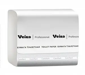 Туалетная бумага листовая VEIRO Professional Comfort V сложения 2 слойная белая 250 листов (артикул производителя TV201)