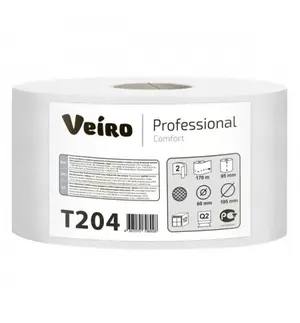 Туалетная бумага в рулоне VEIRO Professional Comfort 2 слойная белая 170 м (артикул производителя Т204)