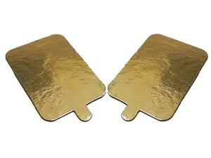 Подложка картон прямоугольная с ручкой 100х65мм 0,8мм золото