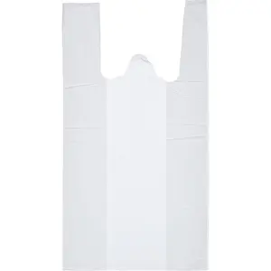 Полиэтиленовый пакет майка белый 16 мкм 36+16х66 см