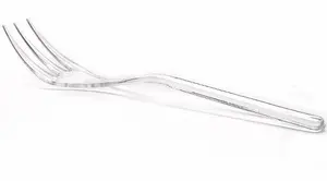 Вилка одноразовая фуршетная пластиковая прозрачная 10 см