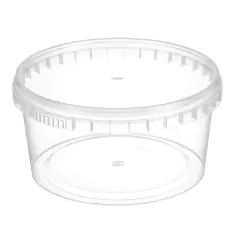 Контейнер с крышкой пластиковый круглый d130, 650 мл прозрачный с контрольным замком