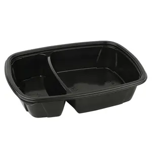 Контейнер пластиковый прямоугольный 230x50, 950 мл 2 секции черный Стиролпласт