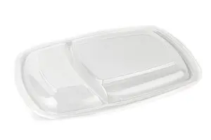 Крышка для контейнера пластиковая прямоугольная  230x50, 950 мл прозрачная 2 секции Стиролпласт