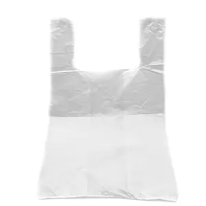 Полиэтиленовый пакет майка белый 15 мкм 30+16х55 см