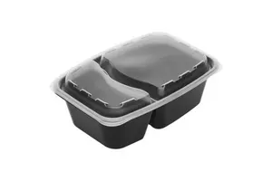 Контейнер с прозрачной крышкой пластиковый прямоугольный 207х152х70 мм, 2-секц 1000 мл черный