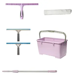 Набор для мытья окон № 6: поворотный держатель, шубка, склиз, штанга, ведро HQ 