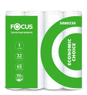 Туалетная бумага Focus  Economic Choice 1 слойная белая в упаковке 32 рулона (артикул производителя 5080336)