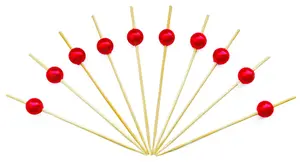 Пика "Жемчужина красная" бамбук, 9см (100 шт/уп), 1/40 