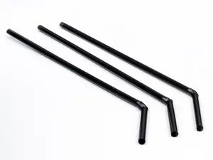 Трубочки для коктейля с изгибом черные, диаметр 5 мм, 24см 1000шт