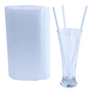 Трубочки для коктейля без изгиба белые, диаметр 8 мм, 24 см, 250шт