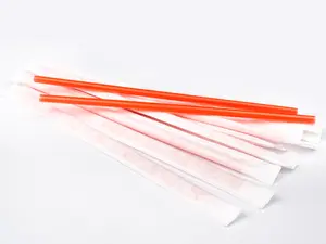 Трубочки для коктейля без изгиба в инд.бум.упак красные, диаметр 8 мм, 24 см, 250шт