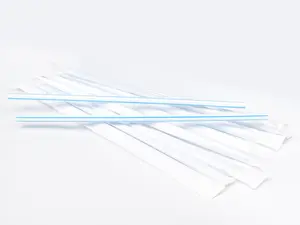 Трубочки для коктейля без изгиба в инд.бум.упак синяя полоса, диаметр 8 мм, 24 см, 250шт