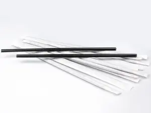 Трубочки для коктейля без изгиба в инд.бум.упак черные, диаметр 8 мм, 24 см, 250шт