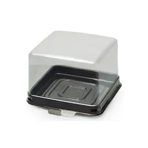 Контейнер пластиковый для кондитеских изделий квадрат коричнево черный