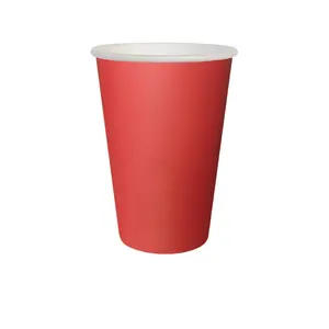 Стакан бумажный 450мл 1-сл красный d90мм 