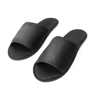 Тапочки одноразовые, открытый мыс, черные, спанбонд, премиум