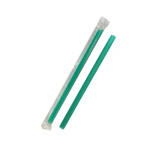 Трубочки для коктейля без изгиба с косым срезом в инд.п/э.упак зеленые 12х240мм (250шт/уп) 