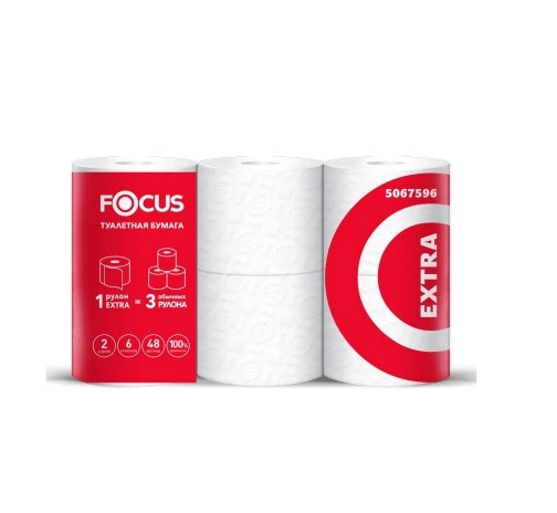 Бумага туалетная FOCUS Extra 2 сл белая 48м (6рул/уп) арт 5067596