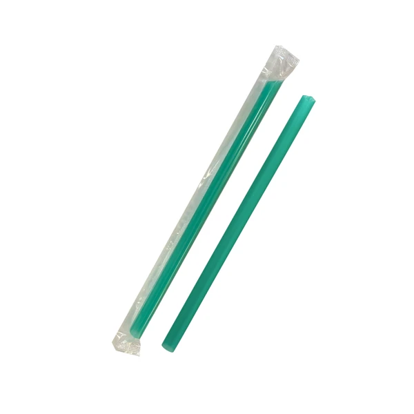 Трубочки для коктейля без изгиба с косым срезом в инд.п/э.упак зеленые 12х190мм (250шт/уп) 
