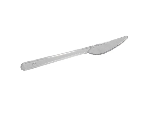 Нож одноразовый столовый пластиковый прозрачный 18 см