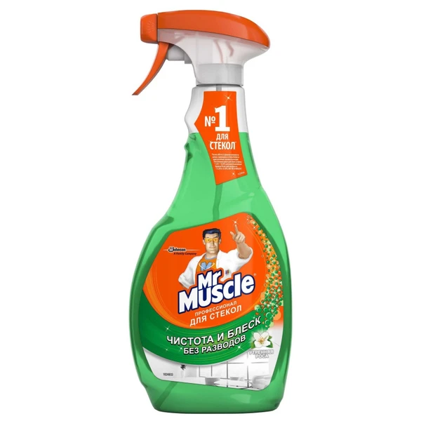 Средство для мытья стекол и зеркал Мистер Мускул зеленый 0,5 л с распылителем арт.366430/316474