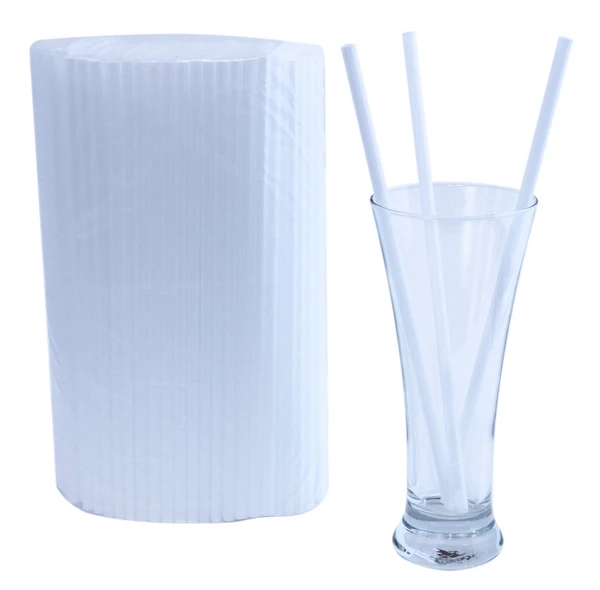 Трубочки для коктейля без изгиба белые, диаметр 8 мм, 24 см, 250шт