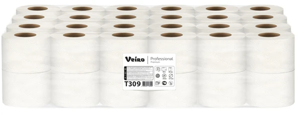 Туалетная бумага VEIRO Professional Lite Premium 3 слойная белая в упаковке 8 рулонов (артикул производителя T309)