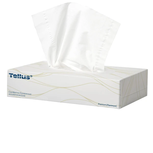 Салфетки для лица косметические Tellus Премиум F1 ультрамягкие 2 сл белые 100 л (артикул производителя 120380)