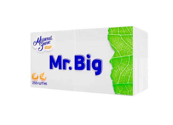 Салфетки бумажные белые 24 х 24 однослойные Mr Big 250 шт (артикул производителя С58)
