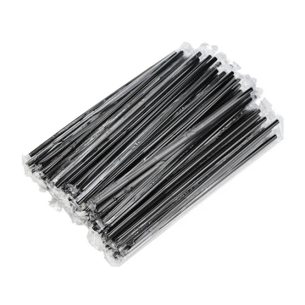 Трубочки для коктейля с изгибом в инд. п/э упак. Черные 6х240мм (500шт/уп)