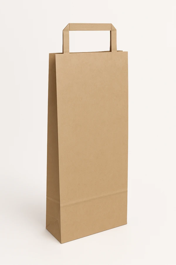Пакет бумажный190х90х350мм под вино крафт с плоскими ручками