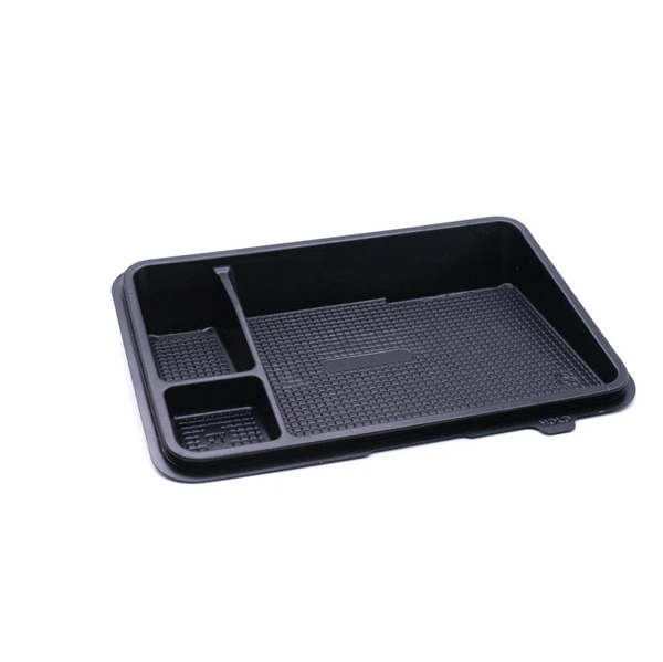 Контейнер для суши пластиковый прямоугольный 230х153х20 мм 3 секции черный