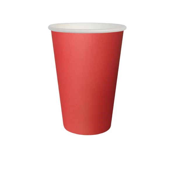 Стакан бумажный 450мл 1-сл красный d90мм 
