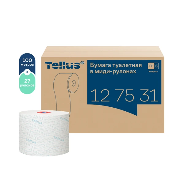 Бумага туалетная Tellus Комфорт T6 2 сл белая 100 м (артикул производителя 127531)