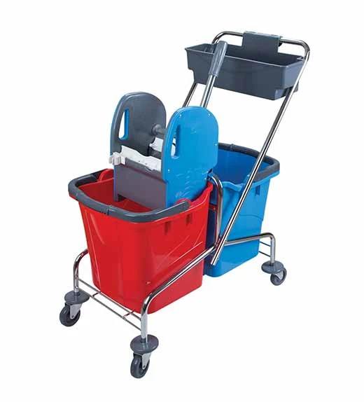 Тележка для уборки Selmop двухведерная по 25л с отжимом+доп. контейнером (артикул производителя CK753)