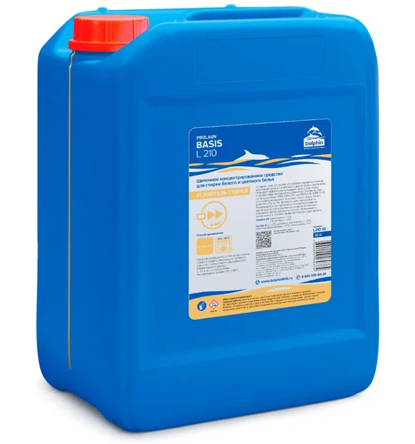 Сильнощелочное концентрированное средство Долфин ProLaun Basis для стирки в жёсткой воде 10л (артикул производителя L210-10)