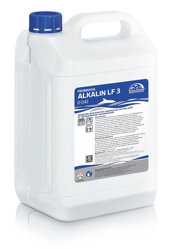 Средство щелочное моющее для пищевых производств Долфин Alkalin LF 3 беспенное 10 л (арт D042-10)