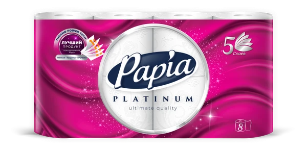 Бумага туалетная PAPIA PLATINUM 5 сл белая (8рул/уп) арт.5080978