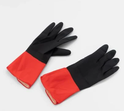 Перчатки резиновые XL BICOLOR черно-красные, текстурированные