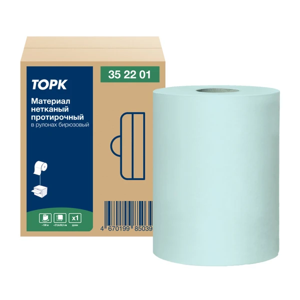 Нетканый протирочный материал ТОРК Комфорт в рулонах 1 сл бирюзовый (артикул производителя 352201)