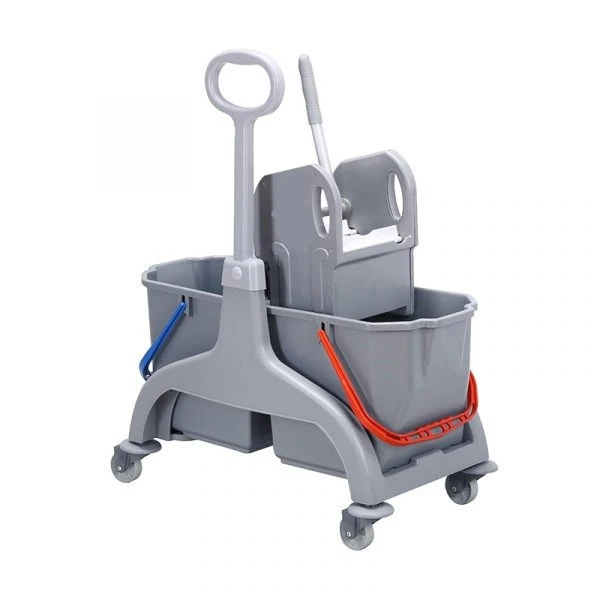 Тележка для уборки Selmop двухведерная по 25 л с траспортировочной ручкой каркас пластиковый серая (артикул производителя SCHEC50D)