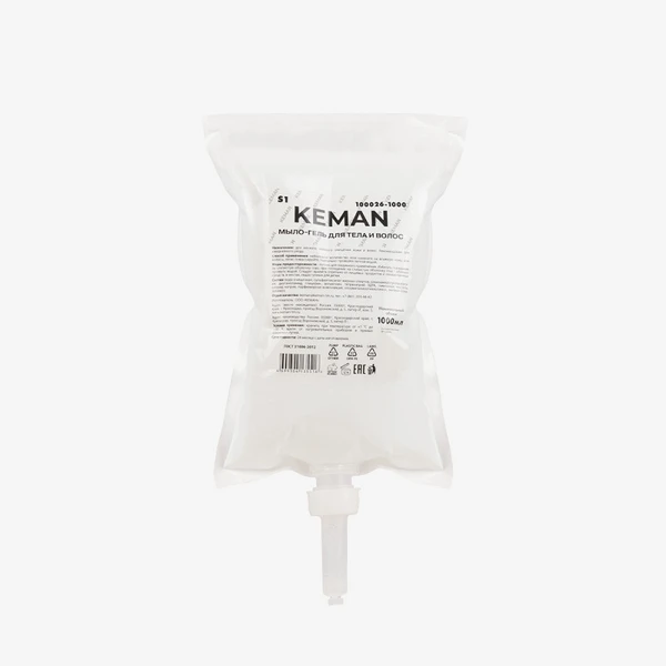 Мыло-гель для тела и волос картридж Keman S1 1 л арт 100026-1000