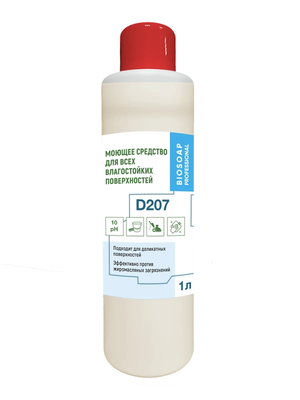 Средство щелочное универсальное Biosoap D207 для влагостойких поверхностей 1 л (артикул производителя 9050701)