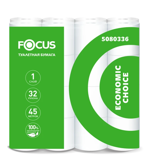 Туалетная бумага Focus  Economic Choice 1 слойная белая в упаковке 32 рулона (артикул производителя 5080336)