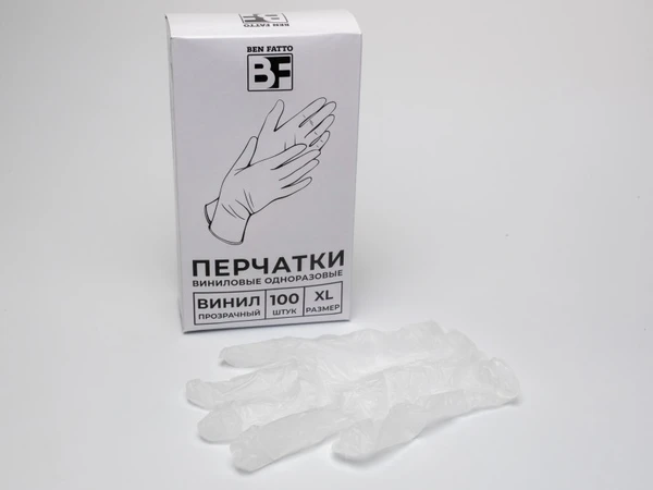 Перчатки одноразовые винил 100шт/пач XL Ben Fatto
